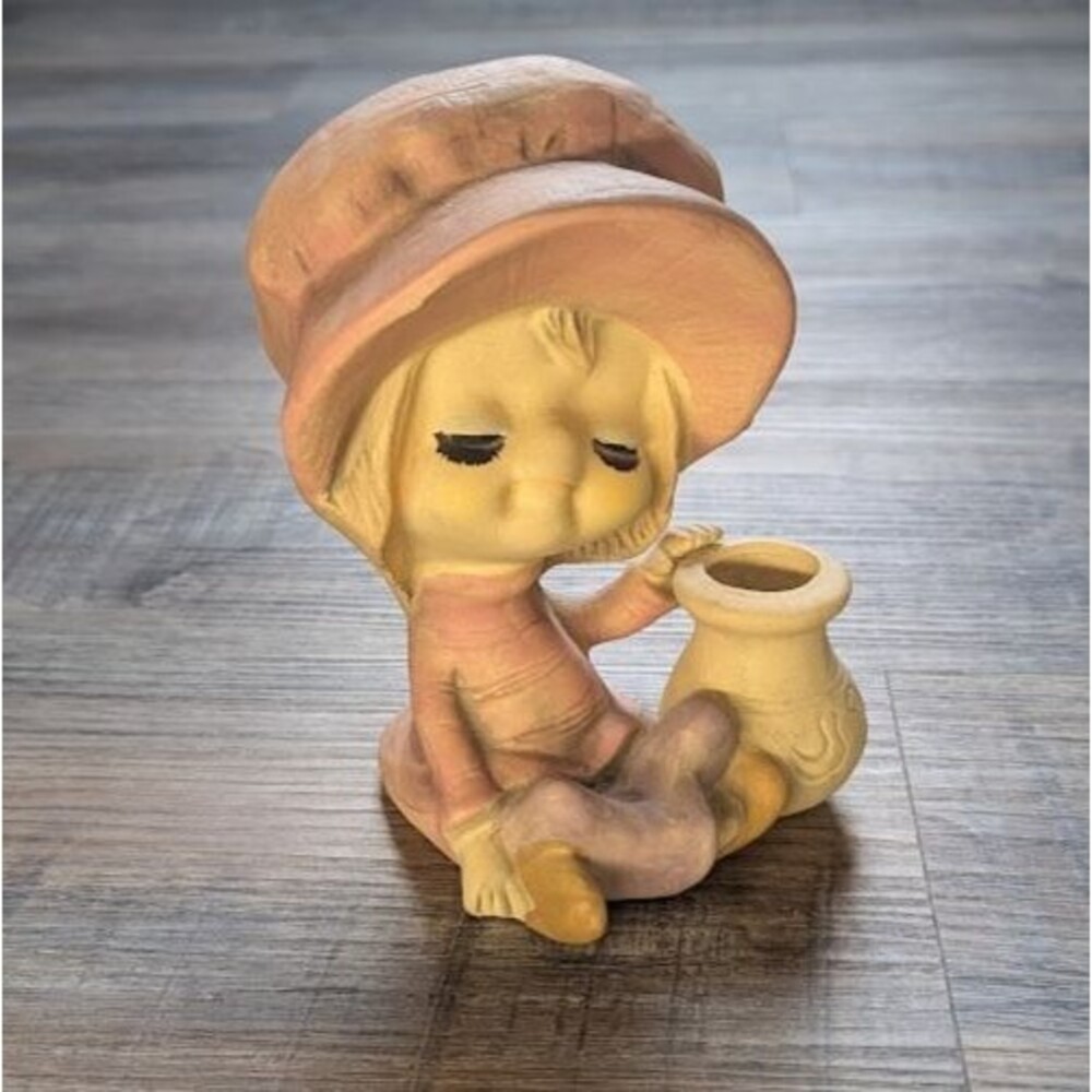Vintage 1960’s UCTCI Japan Poppet Trixie Figurine Child W Vase 6” Ceramic